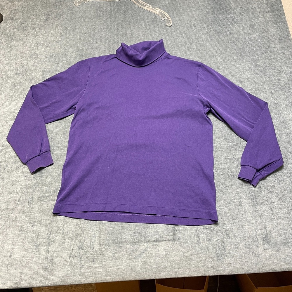 Partners by Mervyn's Shirt Womens Large Purple Cotton Turtleneck Pullover Casual